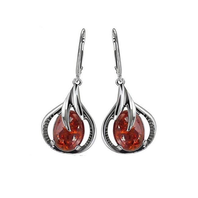Silver set (earrings, pendant) KPL 2130 amber Polcarat Design