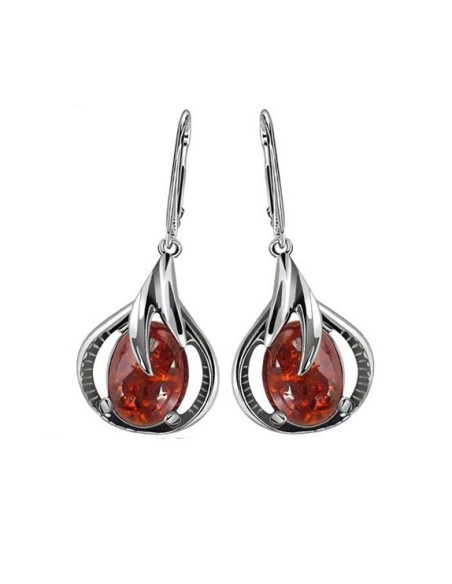 Silver set (earrings, pendant) KPL 2130 amber Polcarat Design