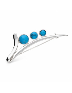Silver brooch decorated with turquoise B 91 Turquoise
