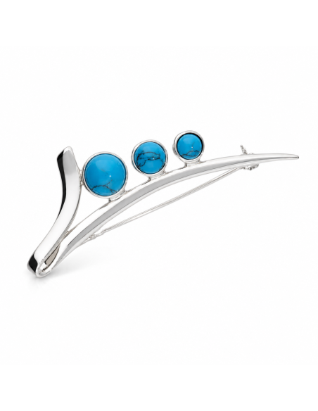 Silver brooch decorated with turquoise B 91 Turquoise