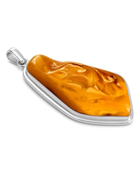 Silver amber pendant WA 015