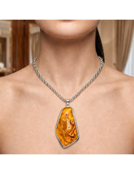 Silver amber pendant WA 015