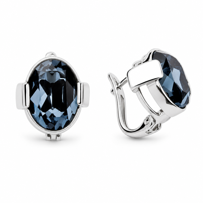 Silver earrings with crystals K3 1789