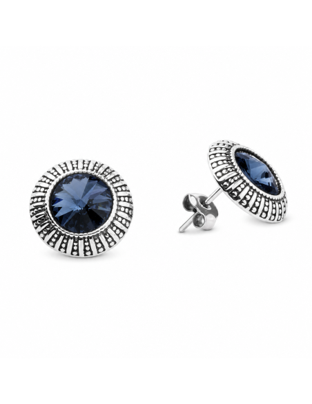 Srebrne kolczyki z kryształem Swarovski Denim Blue Rivoli KST 1850