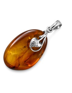Unique amber pendant with silver charm BW 056 2