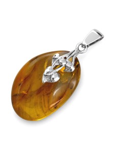 Unique amber pendant with silver charm BW 056