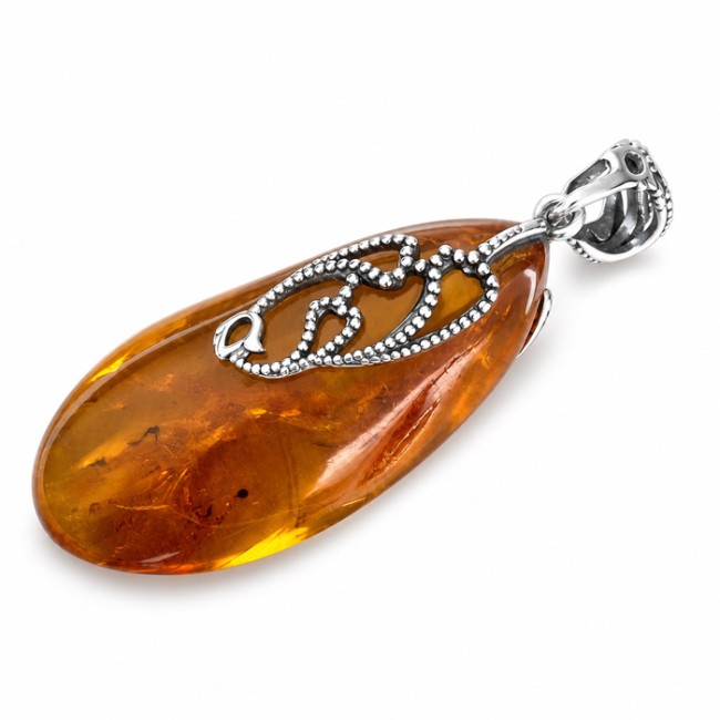 Silver pendant with amber BW 054 Polcarat Design