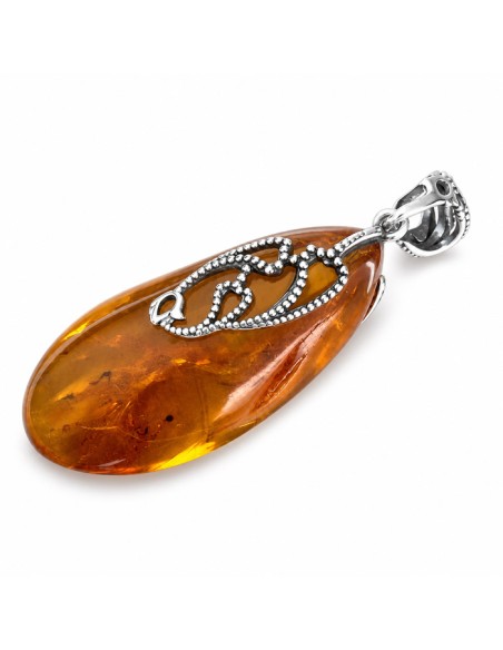 Silver pendant with amber BW 054 Polcarat Design