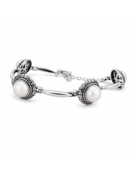 copy of Silver oxidized bracelet with pearls L 1726