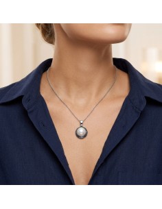 Sterling silver pendant with cultured pearl W 2164 | Polcarat Design 2