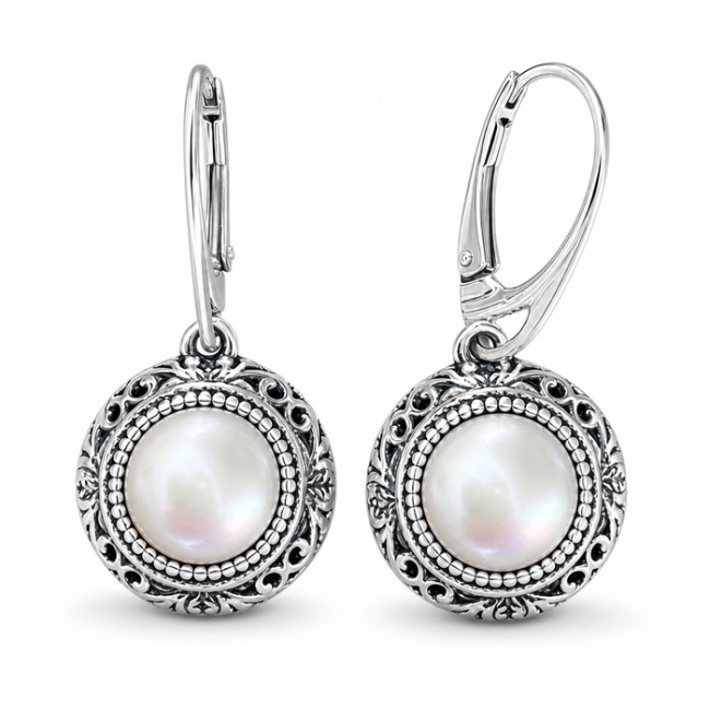 copy of Silver oxidized pearl earrings K 1726