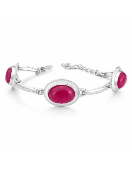 Sterling silver bracelet with fuchsia agate L 1954 | Polcarat Design