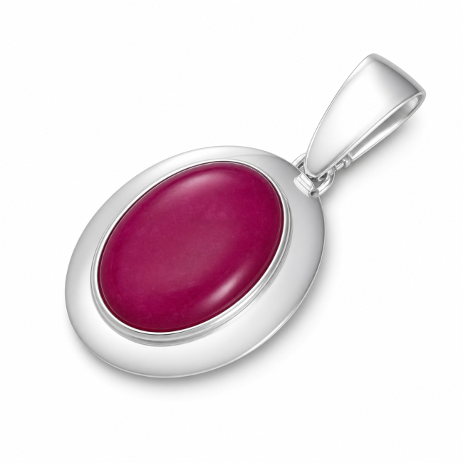 Sterling silver pendant with fuchsia agate W 1954 | Polcarat Design