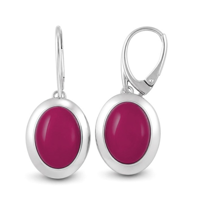 Sterling silver earrings with fuchsia agate K 1954 | Polcarat Design