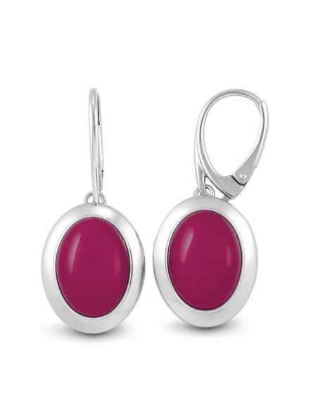 Sterling silver earrings with fuchsia agate K 1954 | Polcarat Design