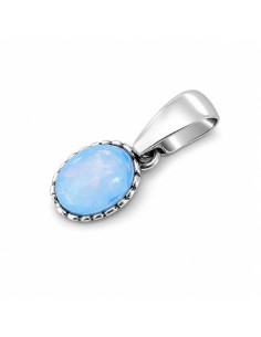 Oxidized sterling silver pendant with opal crystal W 2171