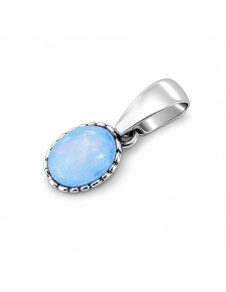 Oxidized sterling silver pendant with opal crystal W 2171