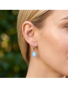 Oxidized sterling silver earrings with opal crystals K 2171 2