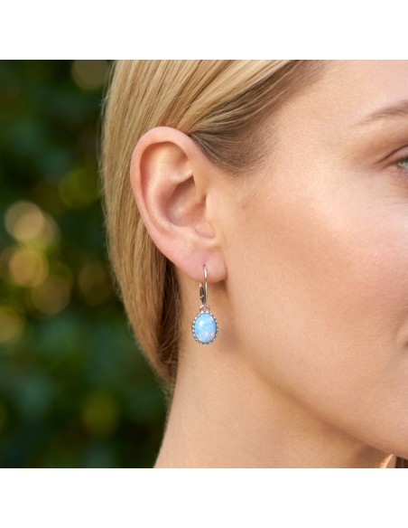 Oxidized sterling silver earrings with opal crystals K 2171