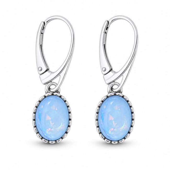 Oxidized sterling silver earrings with opal crystals K 2171