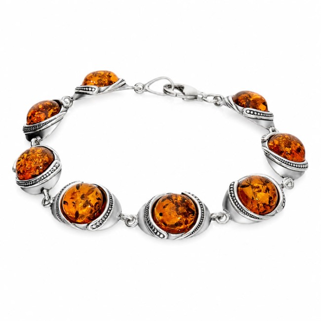 Silver bracelet with amber L 1805 amber