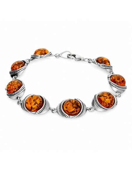 Silver bracelet with amber L 1805 amber