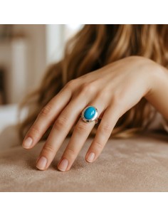 Srebrny pierścionek z chalcedonem – naturalny niebieski kamień, srebro 925 PK 1954 chalcedon 2