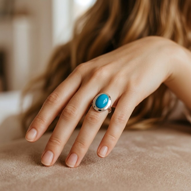 Srebrny pierścionek z chalcedonem – naturalny niebieski kamień, srebro 925 PK 1954 chalcedon|Polcaratdesign.pl Biżuteria