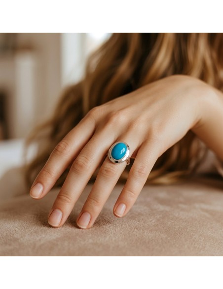 Srebrny pierścionek z chalcedonem – naturalny niebieski kamień, srebro 925 PK 1954 chalcedon|Polcaratdesign.pl Biżuteria