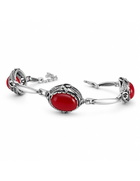 Silver bracelet decorated with rubies L 2129 Polcarat Design