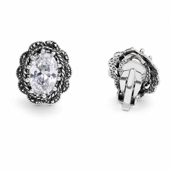 Silver clips with zircons KL 995