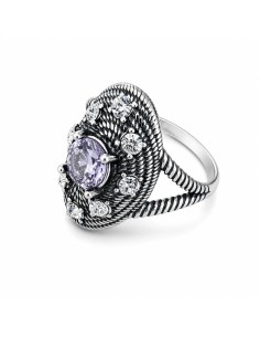 Srebrny oksydowany pierścionek z kryształem Swarovski PK 1996 Lawenda