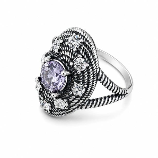 Silver oxidized ring with Swarovski crystal PK 1996