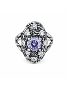 Srebrny oksydowany pierścionek z kryształem Swarovski PK 1996 Lawenda 2