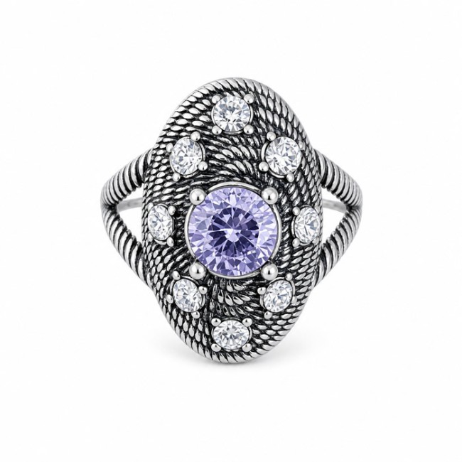 Silver oxidized ring with Swarovski crystal PK 1996
