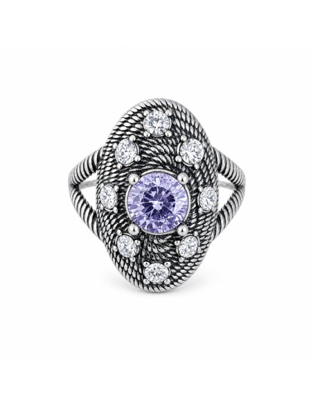 Silver oxidized ring with Swarovski crystal PK 1996