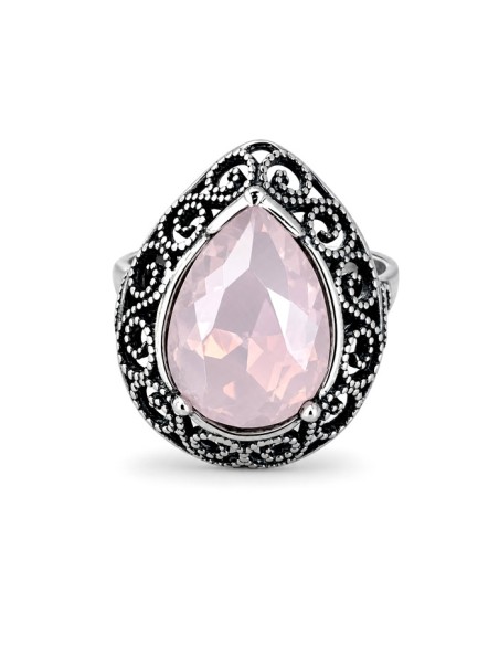 Silver Ring with Crystal Chrysolite Opal White Opal Pacific Opal