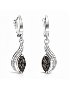 Kolczyki srebrne oksydowane Swarovski K 1903 Silver night