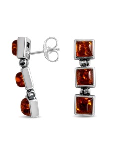 Silver earrings amber KA 037 Polcarat Design