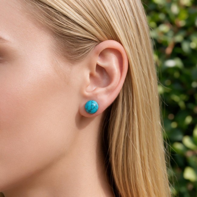 Silver earrings with turquoise K 793 Turquoise