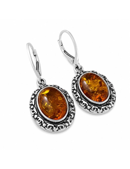 Silver set (pendant and earrings) with amber BU 027