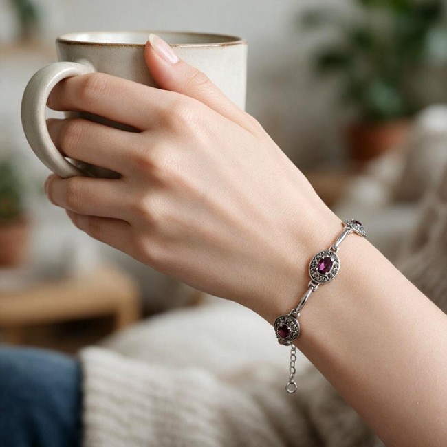 Oxidized silver bracelet L 1672