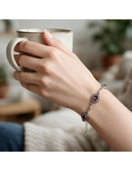 Oxidized silver bracelet L 1672