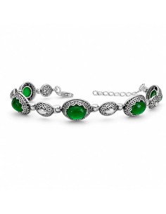 Silver bracelet with green amber L 2022 Polcarat Design