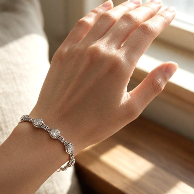 Bracelet silver zircons L 405