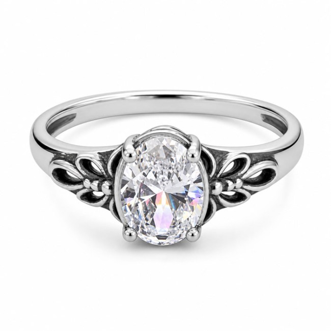 Silver rhodium-plated ring with cubic zirconia PK 2029