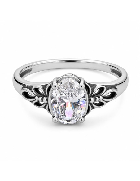 Silver rhodium-plated ring with cubic zirconia PK 2029