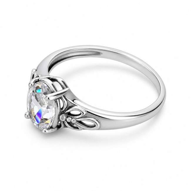 Silver rhodium-plated ring with cubic zirconia PK 2029