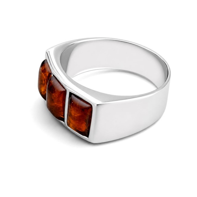 Silver ring with amber PA 020