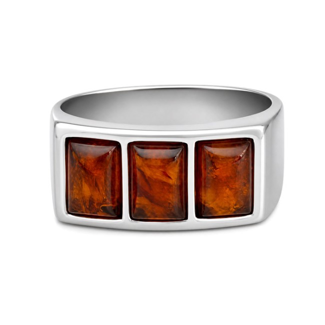 Silver ring with amber PA 020